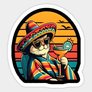 cat drinking margarita Sticker